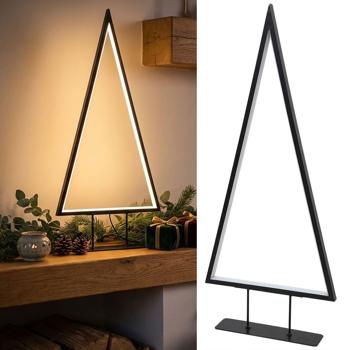 Moderne LED Deko Tannenbaum-Leuchte in Schwarz mit warmweissem Licht, 120 LEDs, elegante Tischleuchte für Weihnachten & Fensterbank