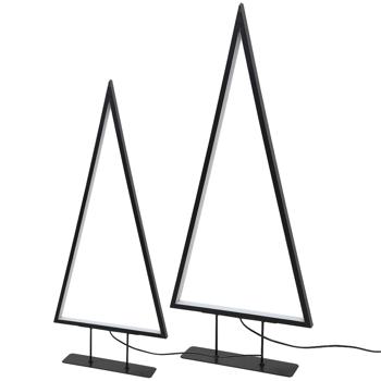 Preview: Set de 2 lampes décoratives sapin de Noël LED noir mat au design moderne, lumière blanc chaud, 120 & 177 LED, élégantes lampes de table pour rebord de fenêtre