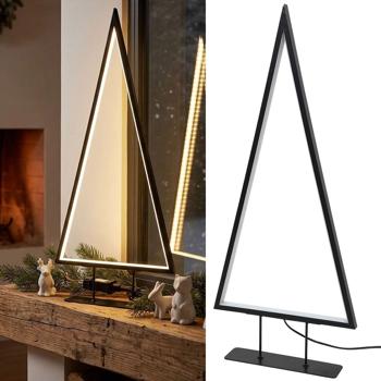 Moderne LED Deko Tannenbaum-Leuchte in Schwarz mit warmweissem Licht, 177 LEDs, elegante Tischleuchte für Weihnachten & Fensterbank