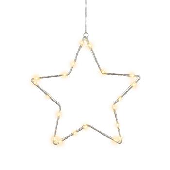 Preview: Stimmungsvoller LED Metallstern Ø15 cm mit Saugnapf fürs Fenster, 10 warmweisse Lichter, Timer & Batterriebetrieb, Weihnachtsdeko