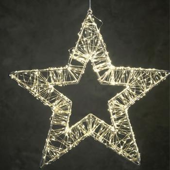 Preview: LED Weihnachtsstern 50 cm mit 860 LEDs warmweiss, Drahtgeflecht Stern mit Timer, IP44 für innen & aussen, 5 m Zuleitung, Weihnachtsbeleuchtung