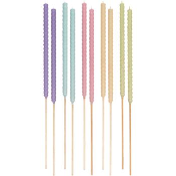 Preview: Garden wax torches, set of 20, colourful, 70 cm wax torches with wooden stake and cotton wick, approx. 3 h burn time, outdoor torches in pastel colours