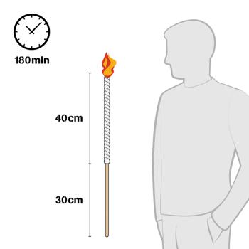 Preview: Wax garden torches set of 10, colourful, 70 cm wax torches with wooden stick and cotton wick, approx. 3 hrs burn time, outdoor torches in pastel colours