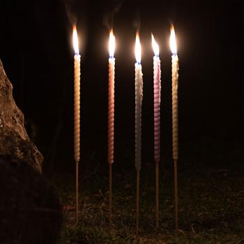 Preview: Garden wax torches, set of 20, colourful, 70 cm wax torches with wooden stake and cotton wick, approx. 3 h burn time, outdoor torches in pastel colours