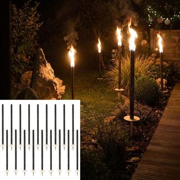 Torches en cire XXL 110 cm, set de 20 avec poignée en bois et protège-gouttes, torches de fête env. 3 h de combustion, torches à main pour cortèges et fêtes de jardin