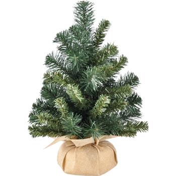 Preview: Artificial Christmas tree 40 cm, mini tree in jute‑look sack, small undecorated Christmas tree for table decor, windowsill & Advent, green
