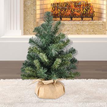 Preview: Artificial Christmas tree 40 cm, mini tree in jute‑look sack, small undecorated Christmas tree for table decor, windowsill & Advent, green