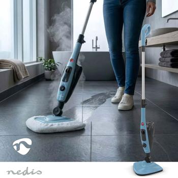 Preview: Dampfreiniger Dampfmopp 1500 W mit Zubehörset, Dampfbesen mit 550 ml Wassertank, 110 °C Dampf, schwenkbarem Dreieckskopf und 5 m Kabel für alle Böden