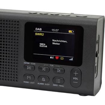 Preview: DAB+ Radio tragbar mit Bluetooth und Weckfunktion, Digitalradio DAB+ und UKW, Farbdisplay, 2 Weckzeiten, Netz- oder Batteriebetrieb, schwarz