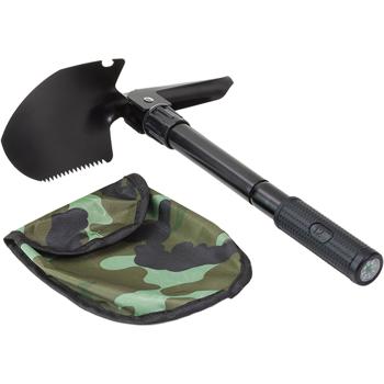 Preview: Handlicher Mini Klappspaten mit Säge & Kompass – Kompaktes 330g Schaufel Werkzeug Set mit Camouflage Tasche für Outdoor & Camping