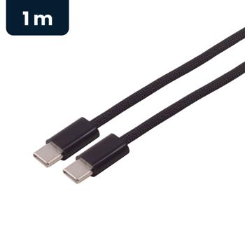 Preview: USB-C Kabel 1 m schwarz 240W, USB-C auf USB-C Ladekabel mit Nylon Textilmantel, PD 3.1 Schnellladekabel und Datenkabel USB 2.0 für Laptop und Handy