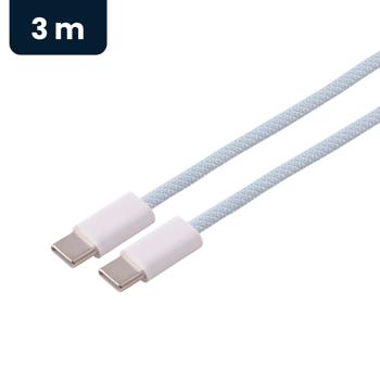 Preview: 2er-Set USB-C Kabel 3 m lang 240W, USB-C auf USB-C Ladekabel blau mit Textilmantel, PD 3.1 Schnellladekabel, USB 2.0 Datenkabel für Laptop, Tablet, Handy