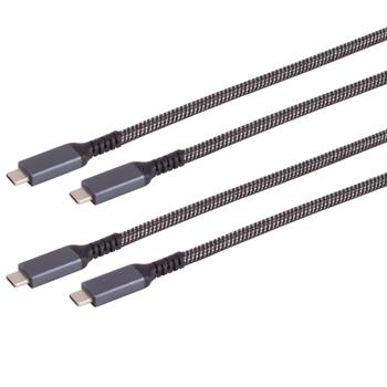 Set de 2 câbles USB‑C avec puissance de charge 100 W, 1 m, câble de données USB 3.2 Gen 2 avec 10 Gbit/s et vidéo 4K, câble de charge USB‑C vers USB‑C textile pour laptop, moniteur, SSD