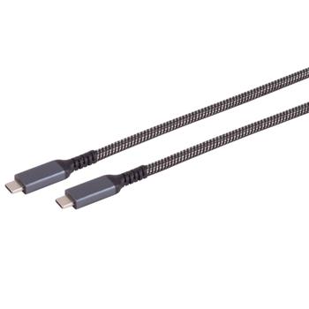 Preview: Set de 2 câbles USB‑C avec puissance de charge 100 W, 1 m, câble de données USB 3.2 Gen 2 avec 10 Gbit/s et vidéo 4K, câble de charge USB‑C vers USB‑C textile pour laptop, moniteur, SSD