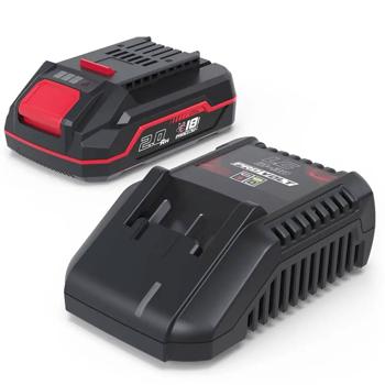 Preview: Akku und Ladegerät Set 18V, Starter Kit mit 2,0 Ah Akku und 3 A Schnellladegerät, Ersatzakku 36 Wh für Akku Gartengeräte und Akkuwerkzeug