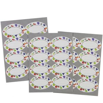 Etiketten für Einmachgläser 24 Stück, selbstklebende Aufkleber aus Papier zum Beschriften von Konfitüre, Eingemachtem und Vorratsgläsern, in 2 Grössen