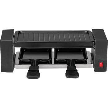 Preview: Grill per raclette per 2 persone 400 W, mini forno per raclette con piastra grill, 2 padelline antiaderenti e spatole, compatto