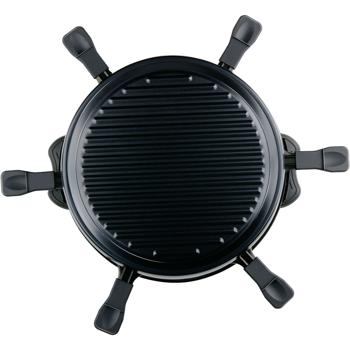 Preview: Grill per raclette rotondo per 6 persone, 800 W, forno per raclette con piastra grill rimovibile antiaderente e 6 padelline ovali, riflettore in acciaio inox