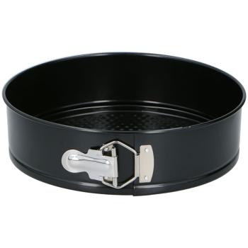 Preview: Moule à charnière 24 cm avec revêtement antiadhésif, moule rond en acier avec fond et fermeture à pince, Ø 24 x 7 cm, moule pour gâteaux et cheesecakes, noir