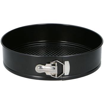 Preview: Moule à charnière 28 cm avec revêtement antiadhésif, moule rond en acier avec fond et fermeture à loquet, Ø 28 x 6,7 cm, moule pour gâteaux et cheesecakes, noir