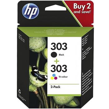 HP 303 Druckerpatronen Multipack 3YM92AE, Original Tintenpatronen schwarz und dreifarbig, 2 Patronen für HP Envy Photo, Envy Inspire und Tango Drucker