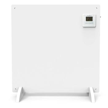 Preview: Chauffage infrarouge 425 W panneau chauffant 61 × 63 cm, avec thermostat numérique, minuterie hebdomadaire et display LCD, IP44, sur pieds ou mural, blanc