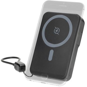 Preview: Powerbank 10 000 mAh magnétique avec recharge sans fil jusqu’à 25 W, USB-C jusqu’à 35 W, écran LCD et fonction support, batterie compacte pour smartphone, noir