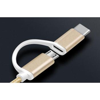 Preview: Charging Cable 2in1 USB Micro & Type C, 1 Meter, Black Nylon