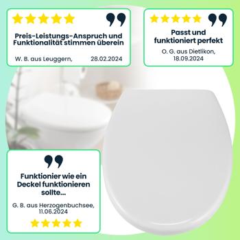 Preview: Robuster WC-Deckel mit Absenkautomatik Soft Close, 41,5 x 37 cm, weiss, oval, universell einsetzbar, Quick-Release-Funktion für eine einfache Reinigung