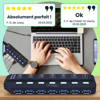 Preview: Hub USB 3.0 Actif 7 Ports - Transfert Rapide 5 Gbit/s - Ports USB-A Individuels ON/OFF - Plug & Play - Alimenté 2000mA Preview: Hub USB 3.0 Actif 7 Ports - Transfert Rapide 5 Gbit/s - Ports USB-A Individuels ON/OFF - Plug & Play - Alimenté 2000mA