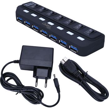 Preview: Hub USB 3.0 Actif 7 Ports - Transfert Rapide 5 Gbit/s - Ports USB-A Individuels ON/OFF - Plug & Play - Alimenté 2000mA Preview: Hub USB 3.0 Actif 7 Ports - Transfert Rapide 5 Gbit/s - Ports USB-A Individuels ON/OFF - Plug & Play - Alimenté 2000mA