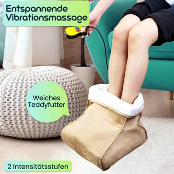 Preview: Kuscheliger 2in1 Fusswärmer, Vibrationsmassage, Fernbedienung, Teddyfutter, braun - Warme Füsse & entspannende Massage, Wohlfühlkomfort