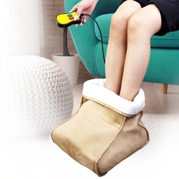 Chauffe-pieds massant 2 en 1 avec télécommande, doublure moumoute, brun – confort, chaleur et détente