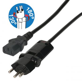 Preview: Apparatekabel mit Clip-Clap Stecker Typ12 - Kupplung C13, 2m Schwarz - H05VV-F3G0.75 - Flexibel klappbar/drehbar - Schweizer Qualität für PC/Monitor Preview: Apparatekabel mit Clip-Clap Stecker Typ12 - Kupplung C13, 2m Schwarz - H05VV-F3G0.75 - Flexibel klappbar/drehbar - Schweizer Qualität für PC/Monitor
