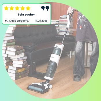 Preview: Hocheffizienter 2-in-1 Boden-Wischsauger mit HEPA-Filter, 220 W, 550ml, Akkubetrieb, OLED-Display, Flexibles Saugen & Wischen für eine gründliche Reinigung Preview: Hocheffizienter 2-in-1 Boden-Wischsauger mit HEPA-Filter, 220 W, 550ml, Akkubetrieb, OLED-Display, Flexibles Saugen & Wischen für eine gründliche Reinigung