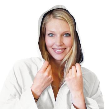 Preview: Peignoir microfibre XL blanc - Léger, absorbant, séchage rapide - Idéal sport, voyage, piscine, sauna - Polyester/Polyamide 80/20% - 500g