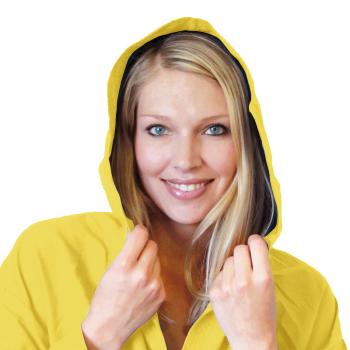 Preview: Mikrofaser-Bademantel Damen Gelb Grösse S - Ultraleicht & schnelltrocknend mit Kapuze - Ideal für Sport, Reise, Sauna - 80% Polyester, 20% Polyamid