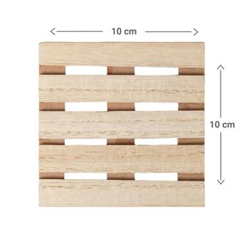 Preview: Holz-Untersetzer Paletten-Optik 4er-Set - Rustikale Eleganz für Ess-, Garten- & Couchtisch - Robust, langlebig, 10x10x4cm - Leicht zu reinigen