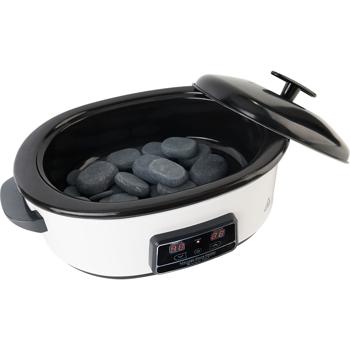 Preview: Kit de massage aux pierres chaudes - 23 pierres naturelles, cuve chauffante, thermostat numérique - relaxation-bien-être-corps entier-70°C-750W