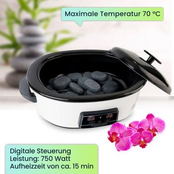 Preview: Hot Stone Massage Set mit digitaler Temperaturkontrolle – 23 Natursteine, Wärmegerät für entspannende Wellness-Momente