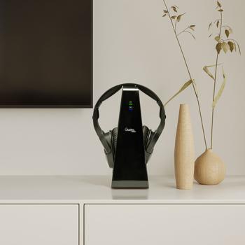 Preview: Digital stereo wireless headphones with 2-in-1 wireless & charging station - wireless, 30 m range, crystal clear sound, comfortable & lightweight, black