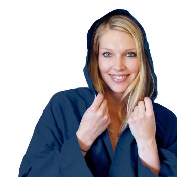 Preview: Mikrofaser-Bademantel, 80% Polyester, 20% Polyamid, dunkelblau, S