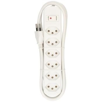 Preview: Steckdosenleiste für 6 Stecker Typ 13 – weiss & mit Schalter – Mehrfachstecker für eine sichere & praktische Stromverteilung – ideal für Haushalt & Büro