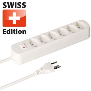 Steckdosenleiste für 6 Stecker Typ 13 – weiss & mit Schalter – Mehrfachstecker für eine sichere & praktische Stromverteilung – ideal für Haushalt & Büro