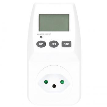Preview: Consomètre numérique électronique - Sécurité enfant, affichage tension/puissance - Mesure exacte conso élec, économie énergie - 230V, 120x60x85mm