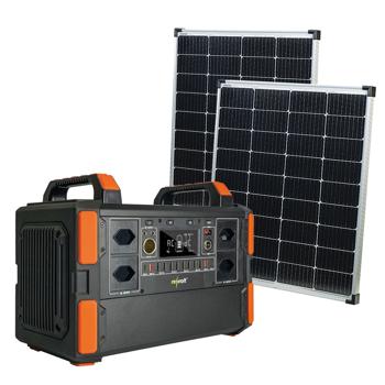 Preview: Powerstation & Solar-Konverter - 2x 110W Solarpanel, LiFePO4 327Ah/1048Wh, 1000W - reine Sinuswelle, Quick Charge 3.0, Swiss-Edition