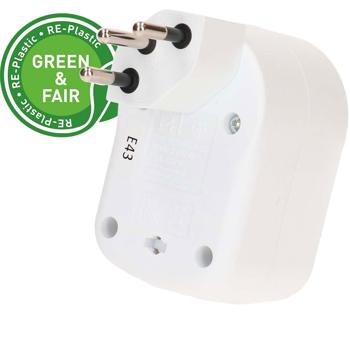 Preview: Branch plug with 2 T13 sockets, rotatable, white