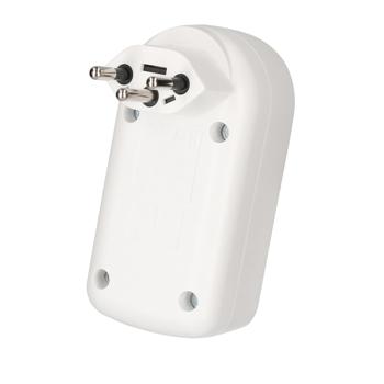 Preview: Abzweigstecker mit 2 Steckplätzen des Typs T13, drehbar, mit Schalter, weiss