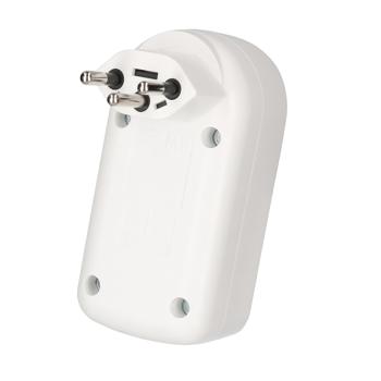 Preview: Abzweigstecker mit 2 Steckplätzen des Typs T13, drehbar, mit Schalter, weiss