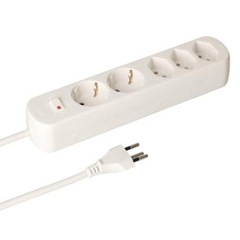 Preview: Zuverlässige Steckdosenleiste mit 5 Steckplätzen (3 x T13 & 2 x Schuko): Hochwertige Mehrfachsteckdose mit Schalter in Weiss